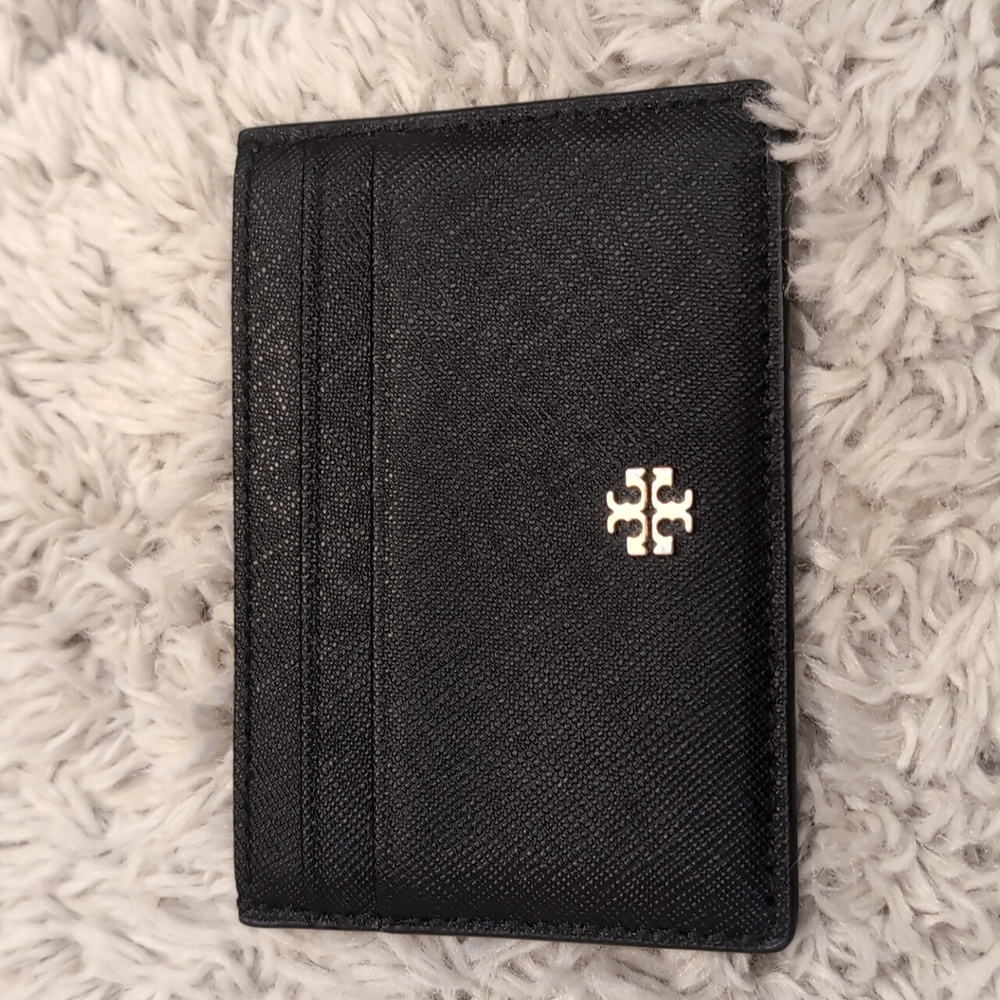 ❤️LIKE NEW❤️Tory Burch Emerson Slim Card Case in Saffiano leather Black